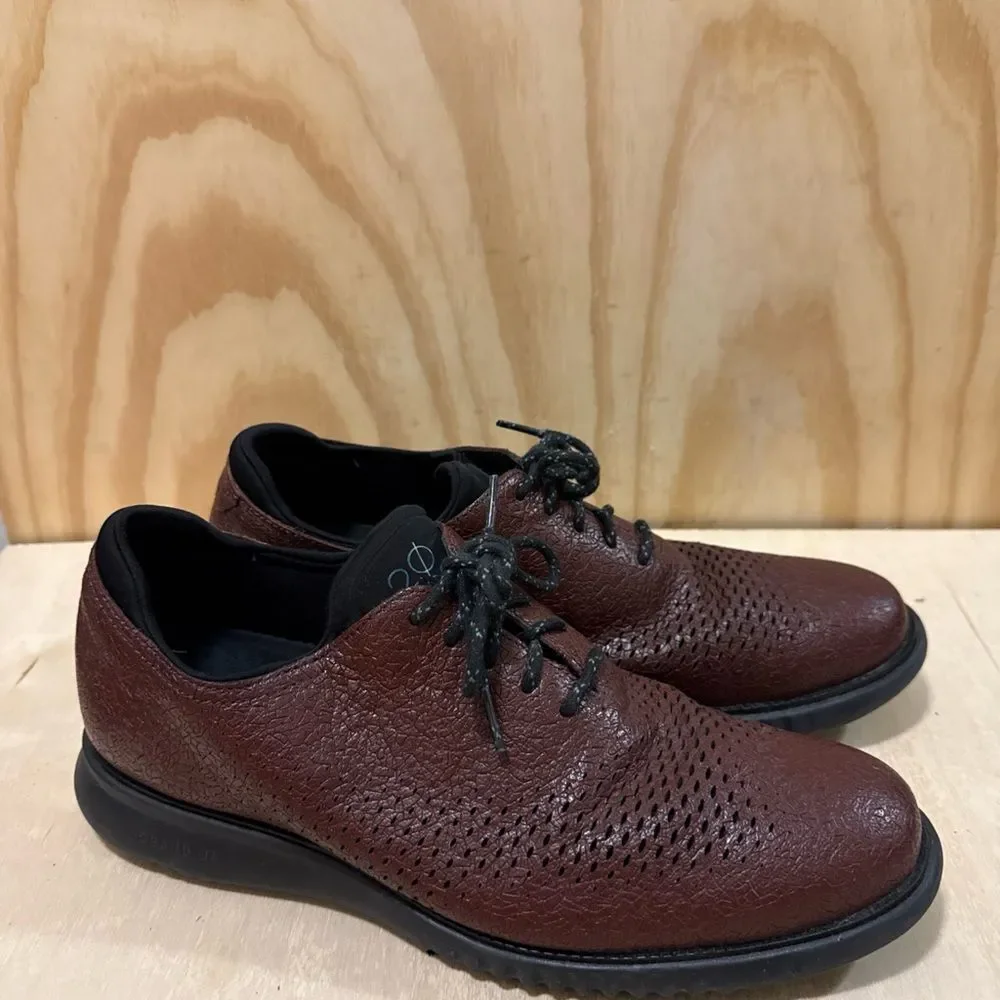 Cole Haan Men's Brown 2.Zerogrand Laser Wingtip Oxfords Size 10 M